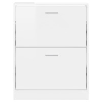 Produktbild för Skoskåp vit högglans 59x17x81 cm konstruerat trä
