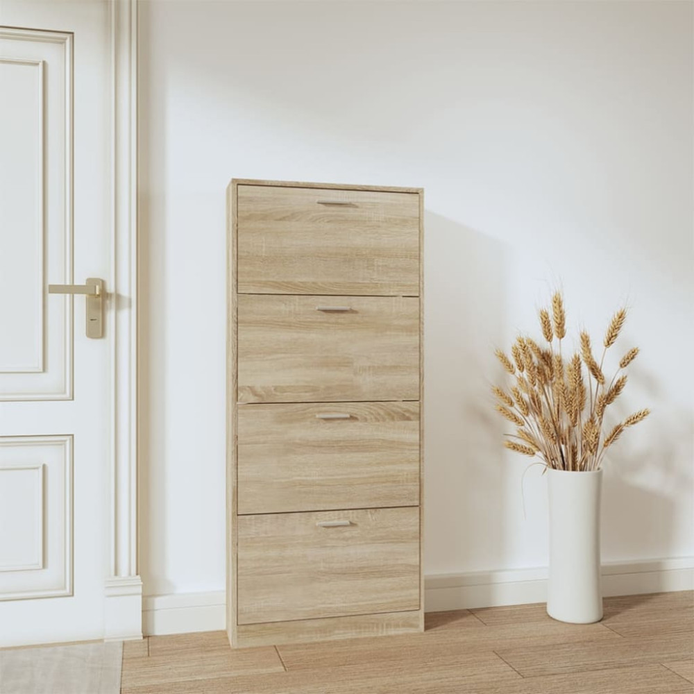 Produktbild för Skoskåp ek 59x17x150 cm konstruerat trä