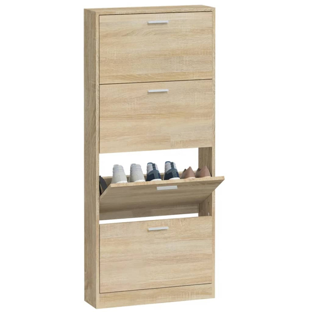 Produktbild för Skoskåp ek 59x17x150 cm konstruerat trä