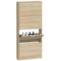 Produktbild för Skoskåp ek 59x17x150 cm konstruerat trä