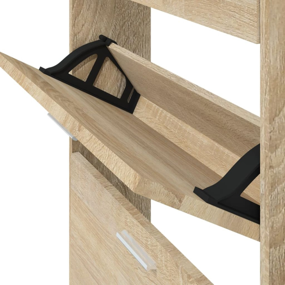 Produktbild för Skoskåp ek 59x17x150 cm konstruerat trä