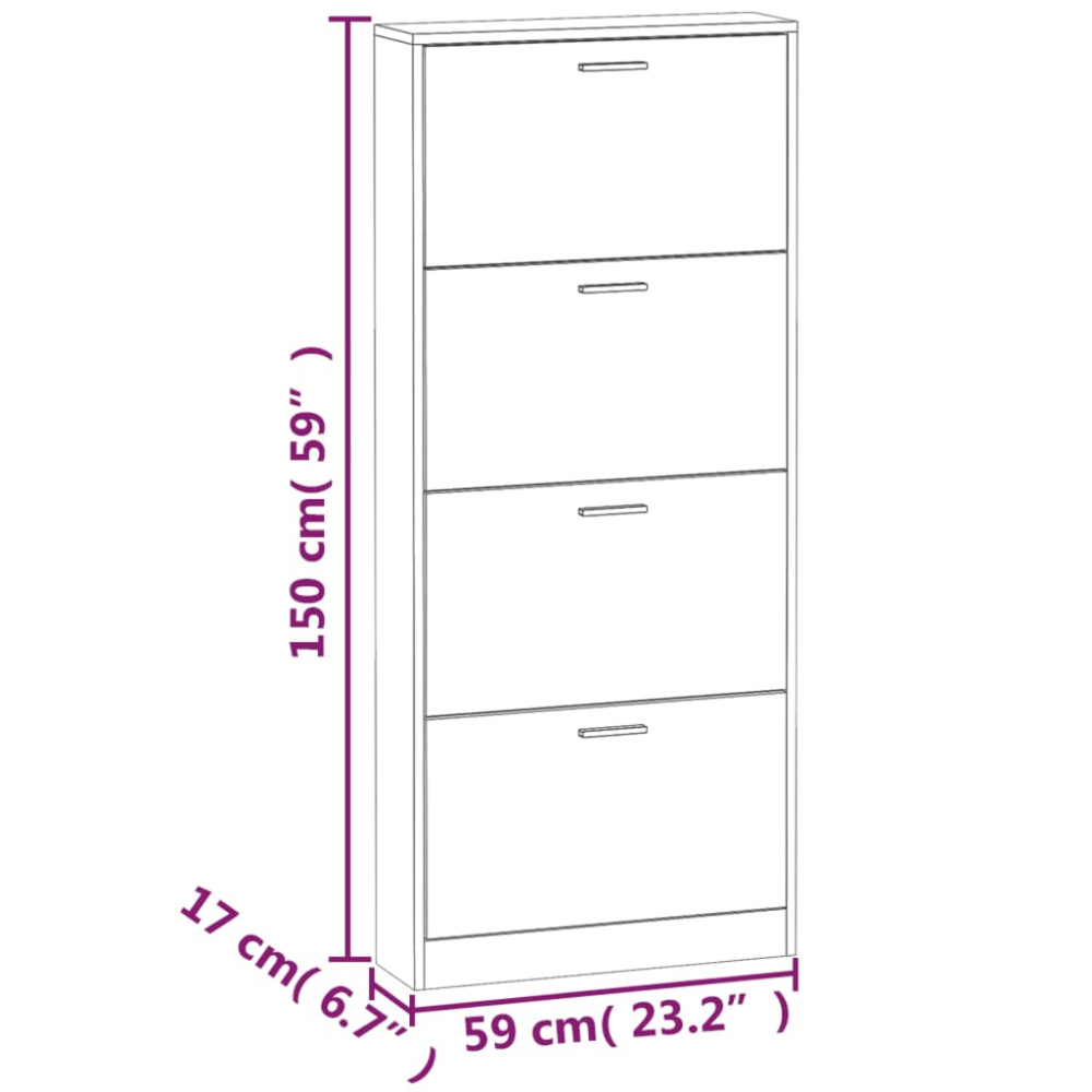 Produktbild för Skoskåp ek 59x17x150 cm konstruerat trä