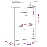 Produktbild för Skoställ rökfärgad ek 63x24x104 cm konstruerat trä