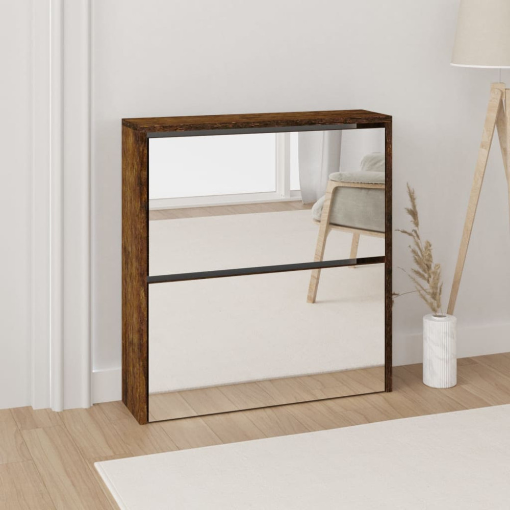 Produktbild för Skoskåp med 2 skåp rökfärgad ek 63x17x67 cm