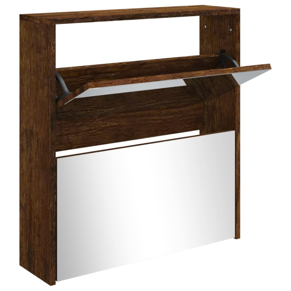 Produktbild för Skoskåp med 2 skåp rökfärgad ek 63x17x67 cm