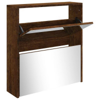 Produktbild för Skoskåp med 2 skåp rökfärgad ek 63x17x67 cm