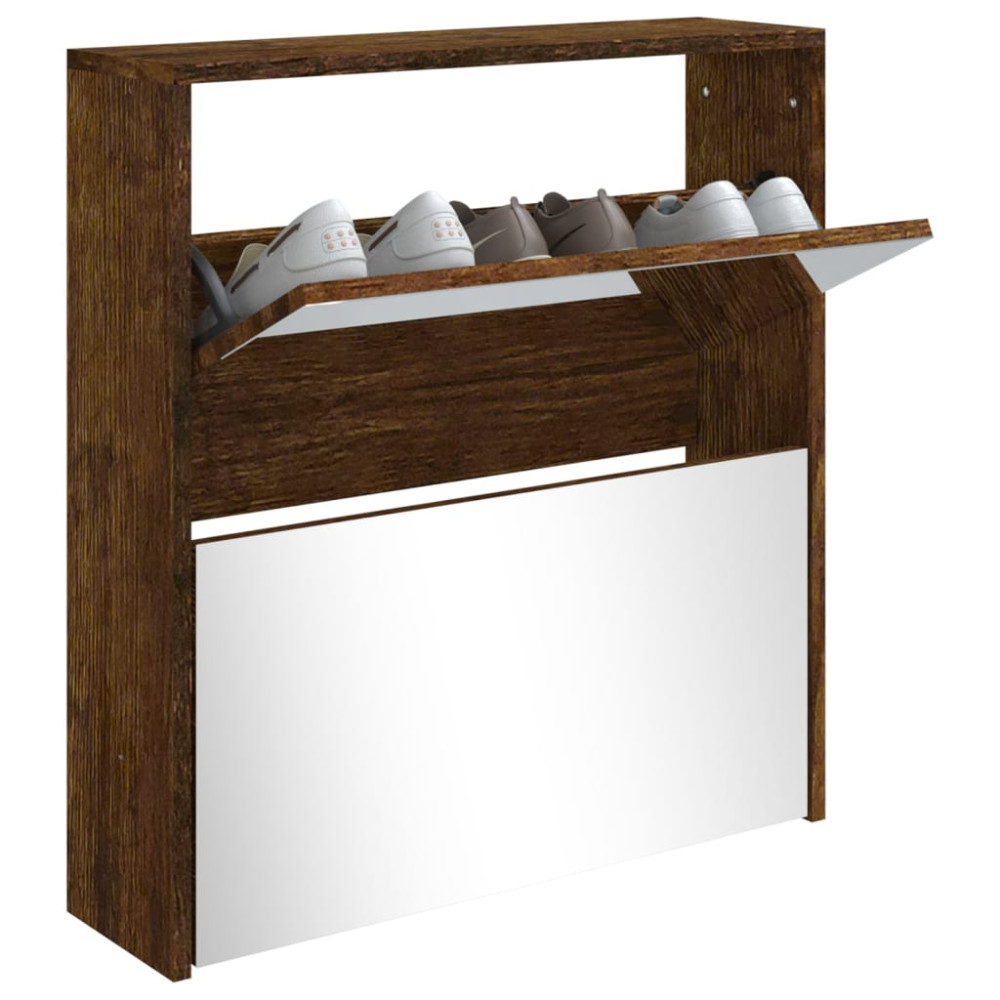 Produktbild för Skoskåp med 2 skåp rökfärgad ek 63x17x67 cm