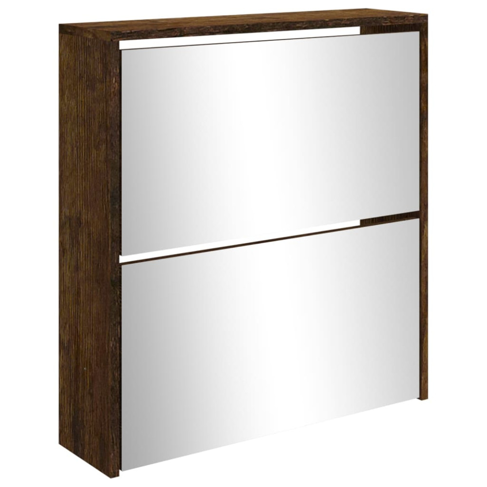 Produktbild för Skoskåp med 2 skåp rökfärgad ek 63x17x67 cm