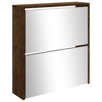 Produktbild för Skoskåp med 2 skåp rökfärgad ek 63x17x67 cm