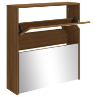 Produktbild för Skoskåp med 2 skåp brun ek 63x17x67 cm