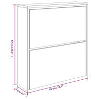 Produktbild för Skoskåp med 2 skåp brun ek 63x17x67 cm