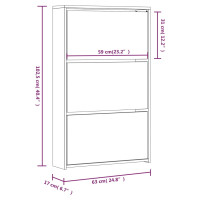 Produktbild för Skoskåp med 3 skåp svart 63x17x102,5 cm