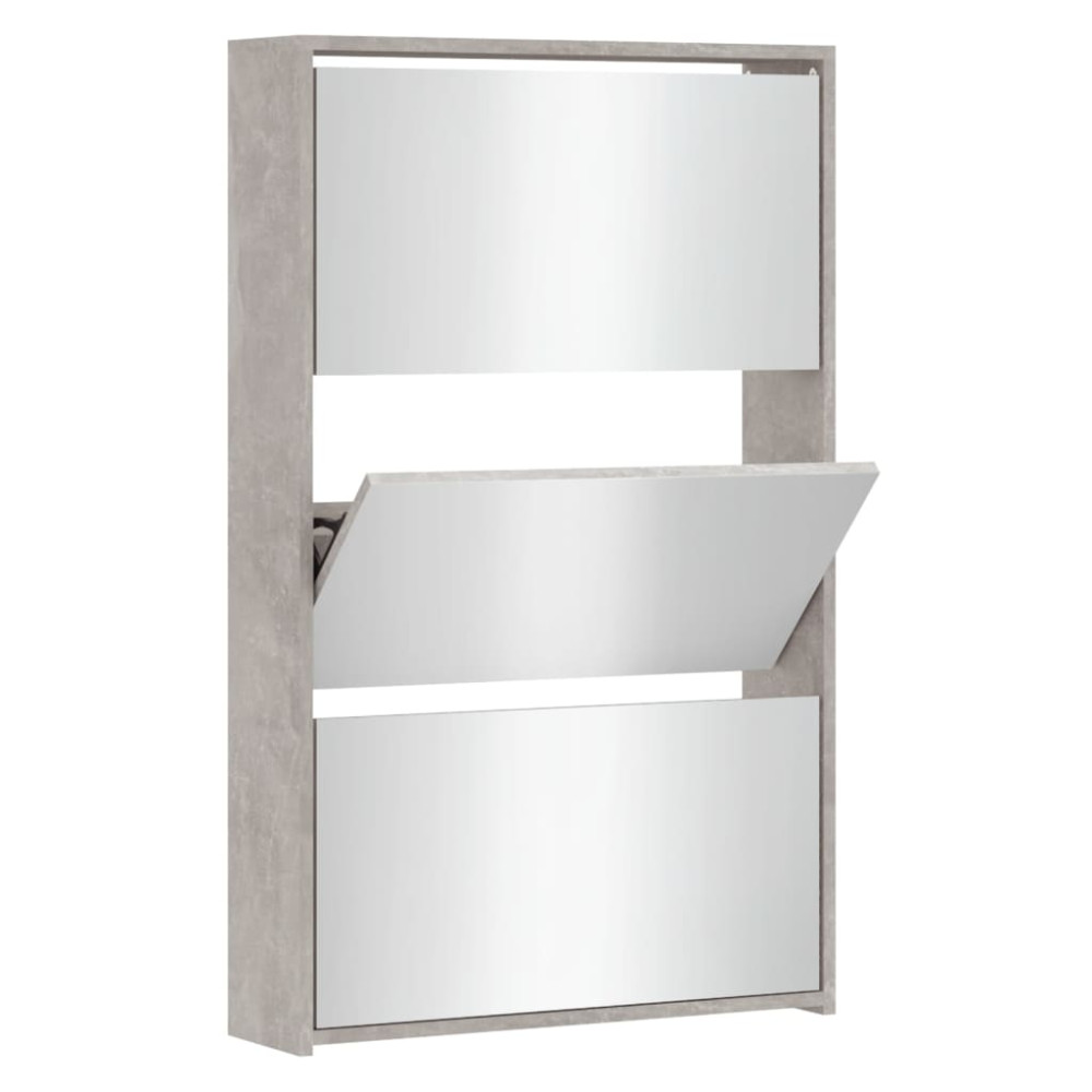 Produktbild för Skoskåp med 3 skåp betonggrå 63x17x102,5 cm