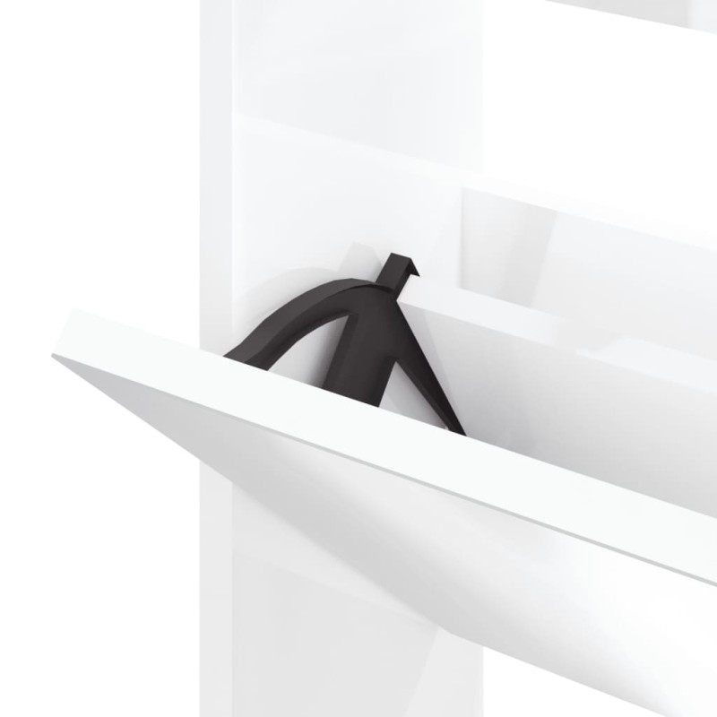 Produktbild för Skoskåp med 3 skåp högglans vit 63x17x102,5 cm