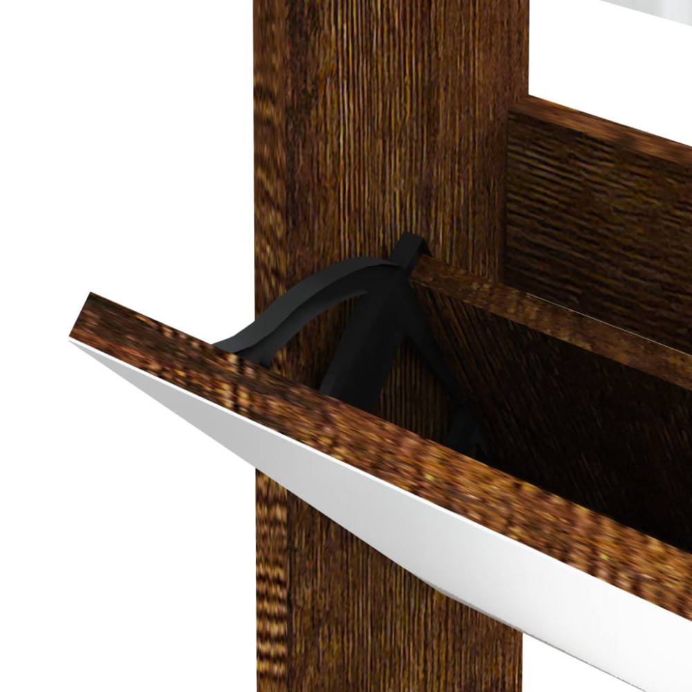 Produktbild för Skoskåp med 3 skåp rökfärgad ek 63x17x102,5 cm