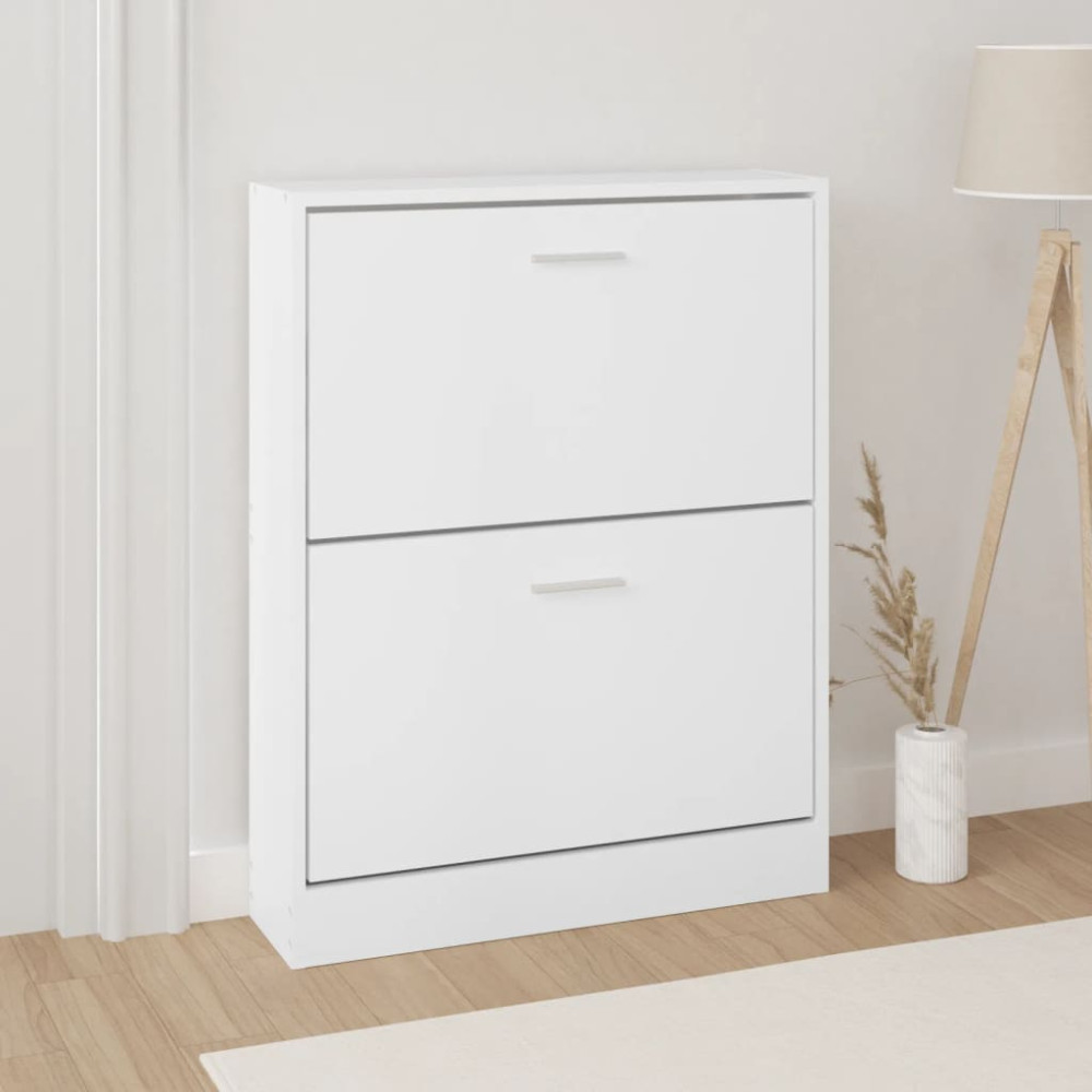 Produktbild för Skoskåp vit 59x17x81 cm konstruerat trä
