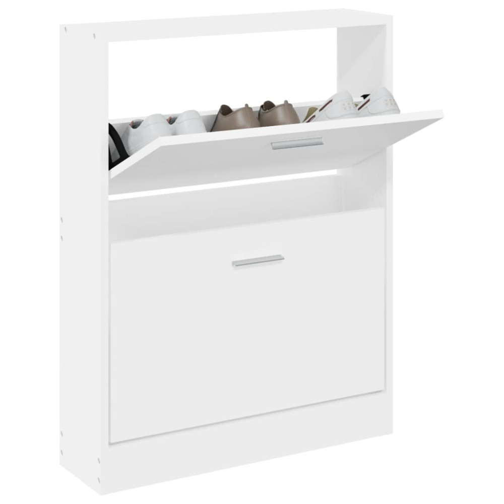 Produktbild för Skoskåp vit 59x17x81 cm konstruerat trä