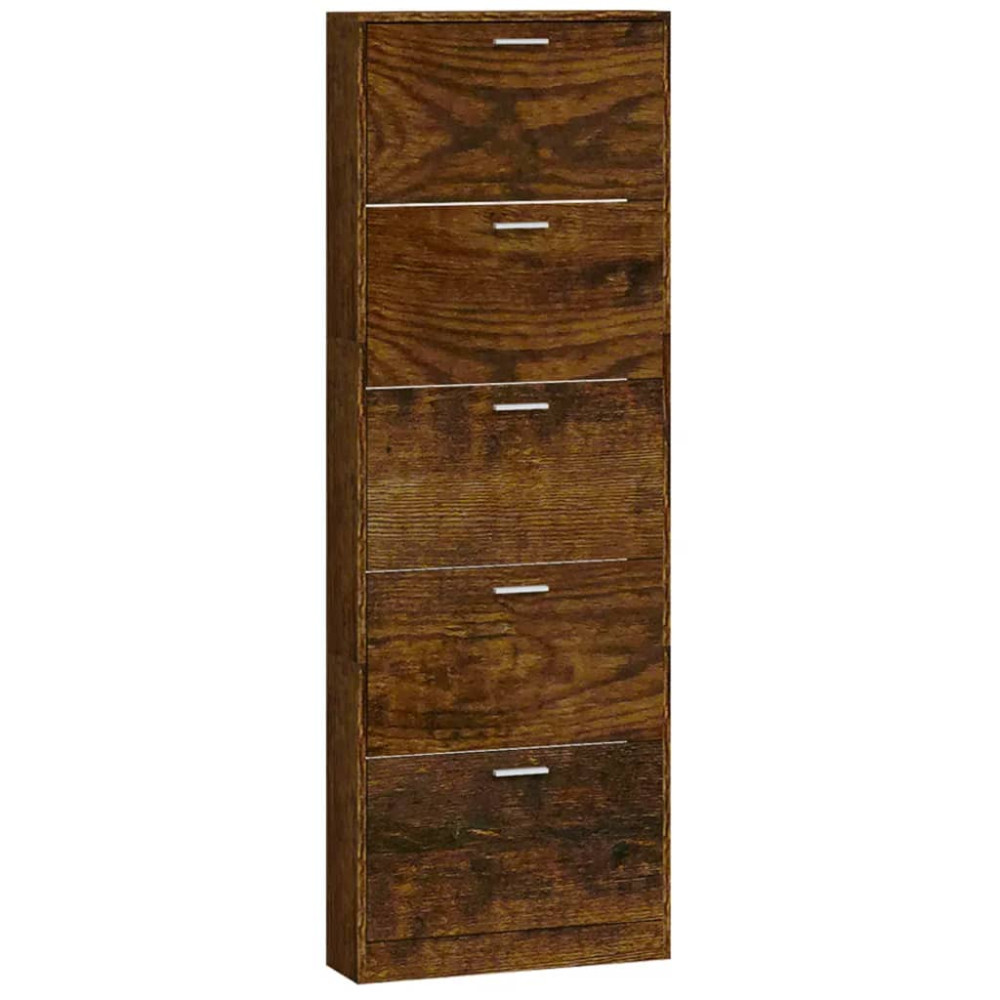 Produktbild för Skoställ rökfärgad ek 59x17x169 cm konstruerat trä