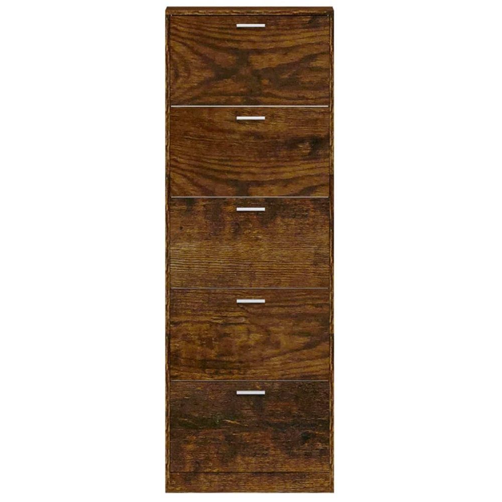 Produktbild för Skoställ rökfärgad ek 59x17x169 cm konstruerat trä
