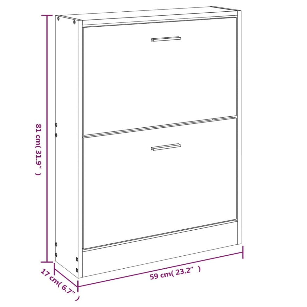 Produktbild för Skoskåp ek 59x17x81 cm konstruerat trä