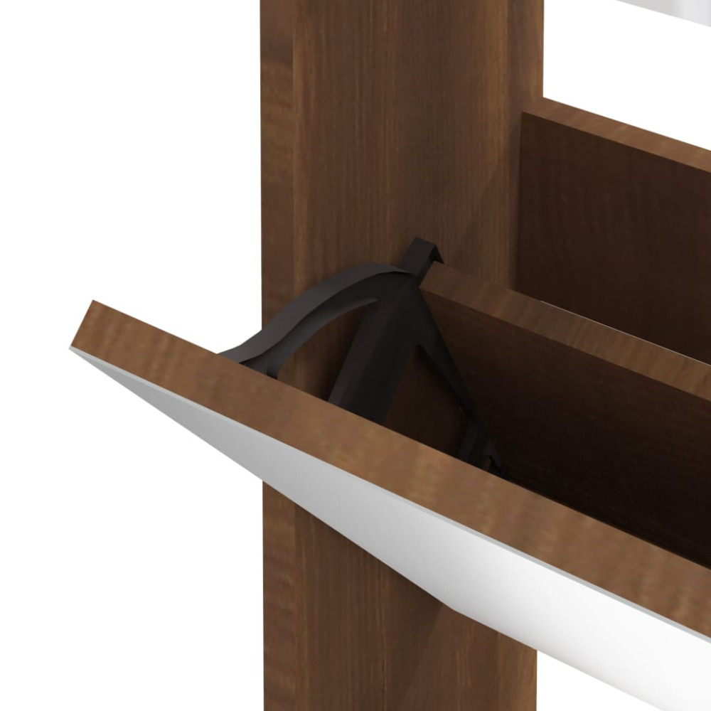 Produktbild för Skoskåp med 3 skåp brun ek 63x17x102,5 cm