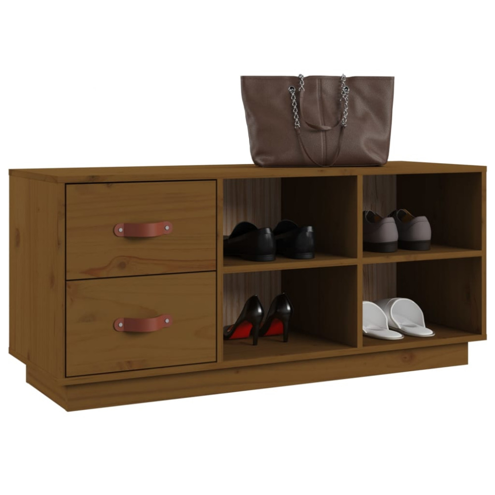 Produktbild för Skobänk honungsbrun 100x34x45 cm massiv furu