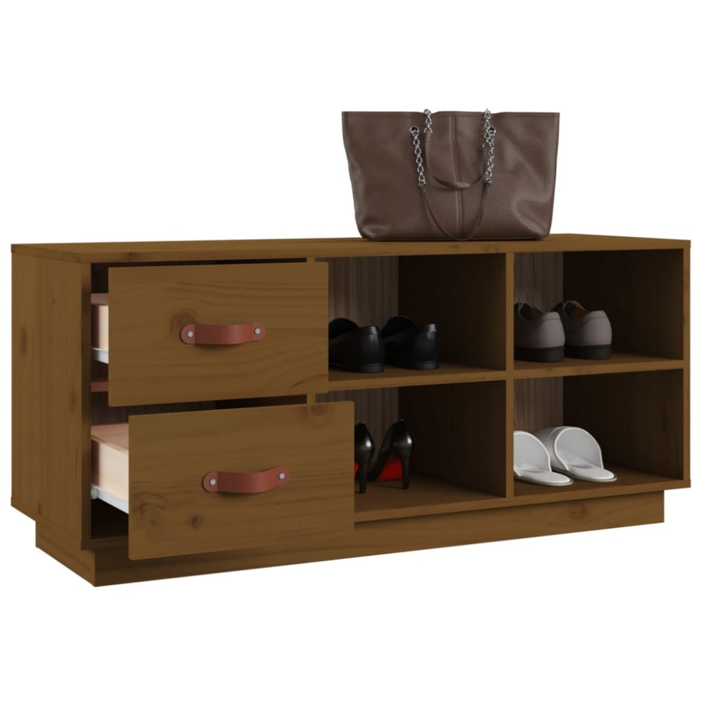 Produktbild för Skobänk honungsbrun 100x34x45 cm massiv furu