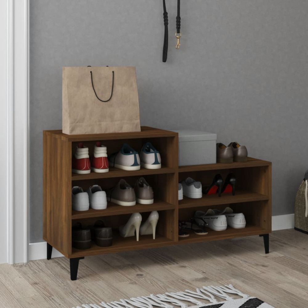 Produktbild för Skoskåp brun ek 102x36x60 cm konstruerat trä