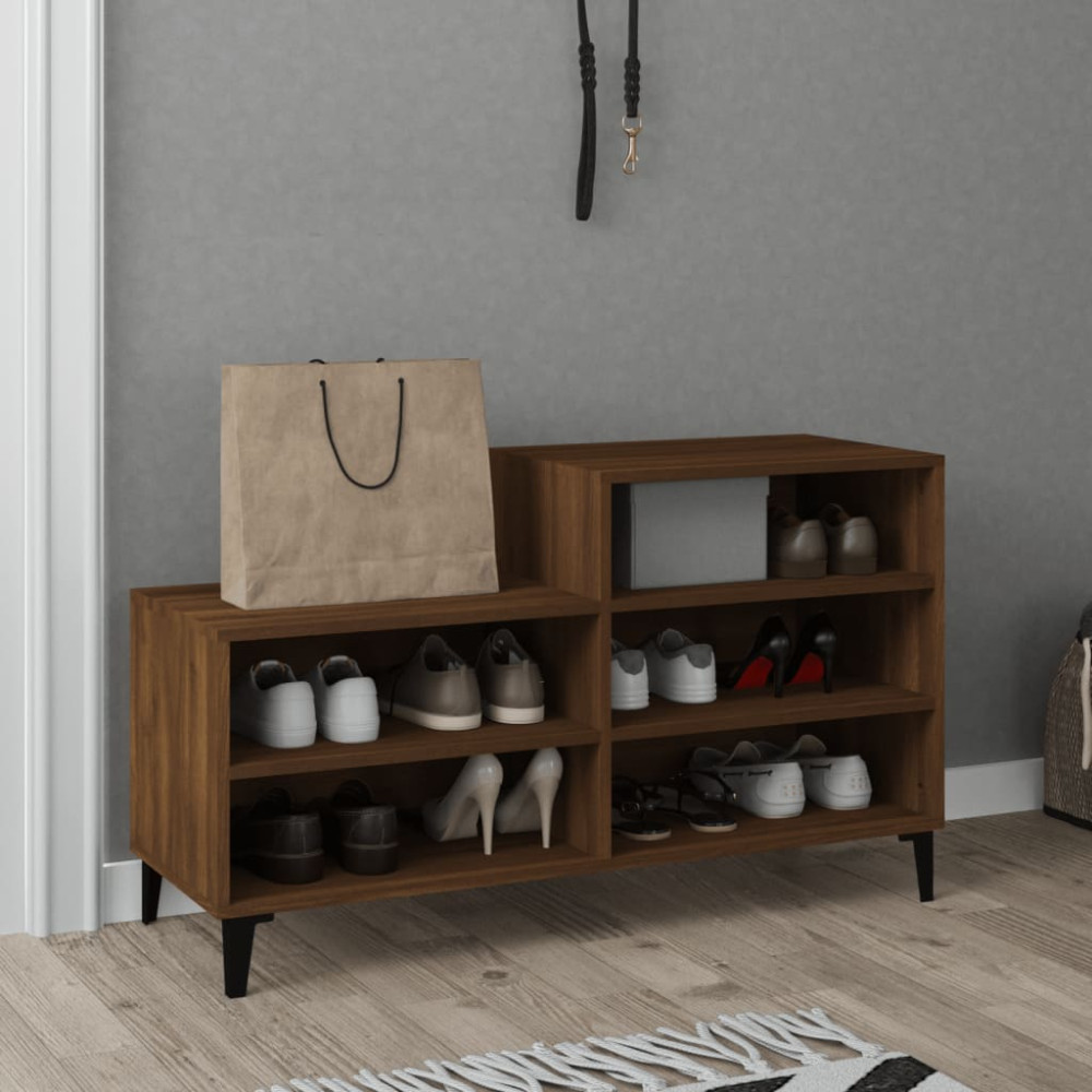 Produktbild för Skoskåp brun ek 102x36x60 cm konstruerat trä