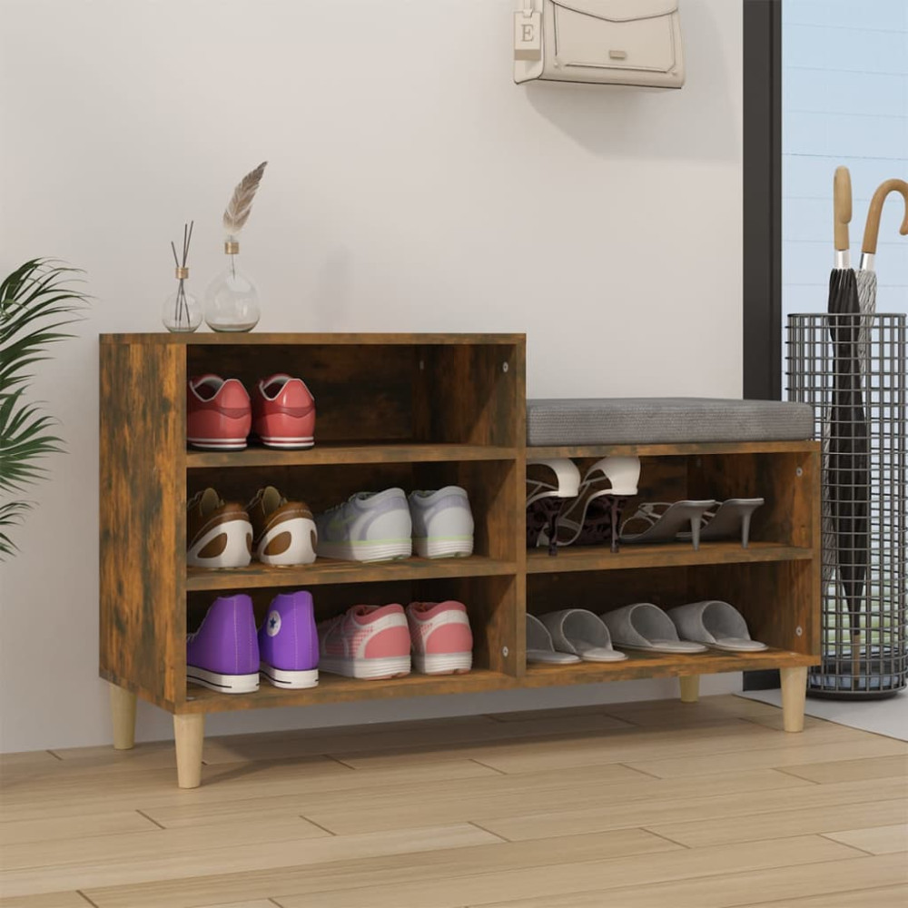 Produktbild för Skoställ rökfärgad ek 102x36x60 cm konstruerat trä