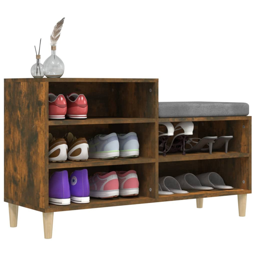 Produktbild för Skoställ rökfärgad ek 102x36x60 cm konstruerat trä