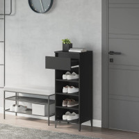 Produktbild för Skohylla svart 40x36x105 cm konstruerat trä