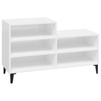 Produktbild för Skoskåp vit högglans 102x36x60 cm konstruerat trä