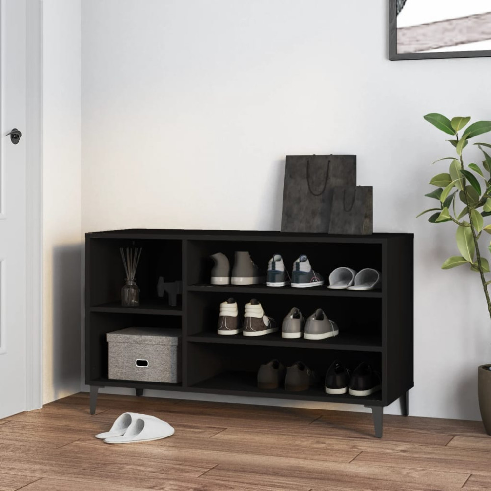Produktbild för Skoskåp svart 102x36x60 cm konstruerat trä
