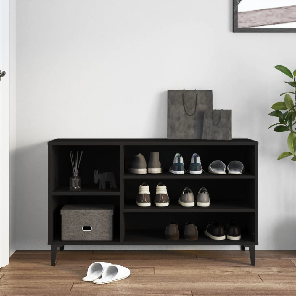 Produktbild för Skoskåp svart 102x36x60 cm konstruerat trä