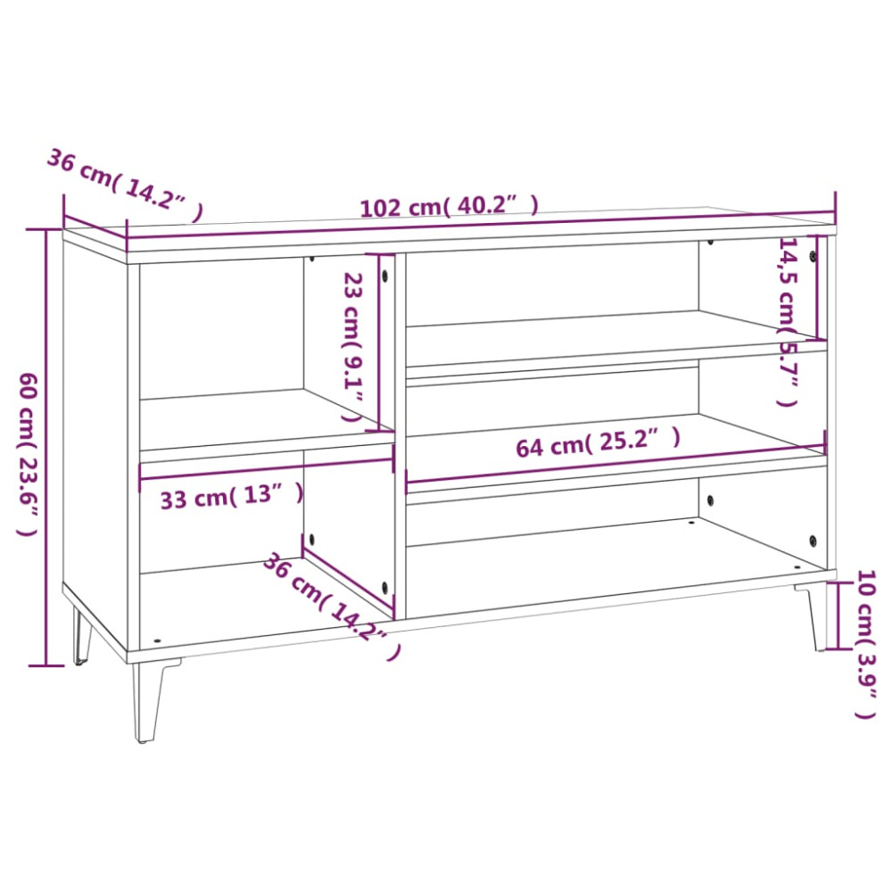 Produktbild för Skoskåp svart 102x36x60 cm konstruerat trä