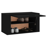 Produktbild för Väggmonterat skoskåp svart 70x35x38 cm konstruerat trä