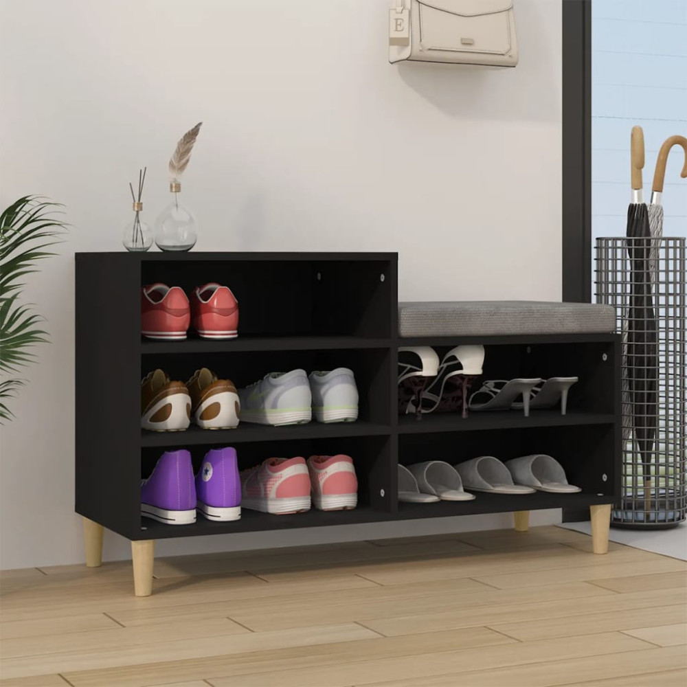 Produktbild för Skoskåp svart 102x36x60 cm konstruerat trä