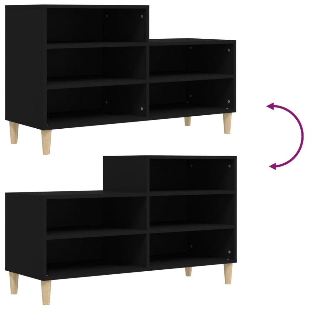 Produktbild för Skoskåp svart 102x36x60 cm konstruerat trä