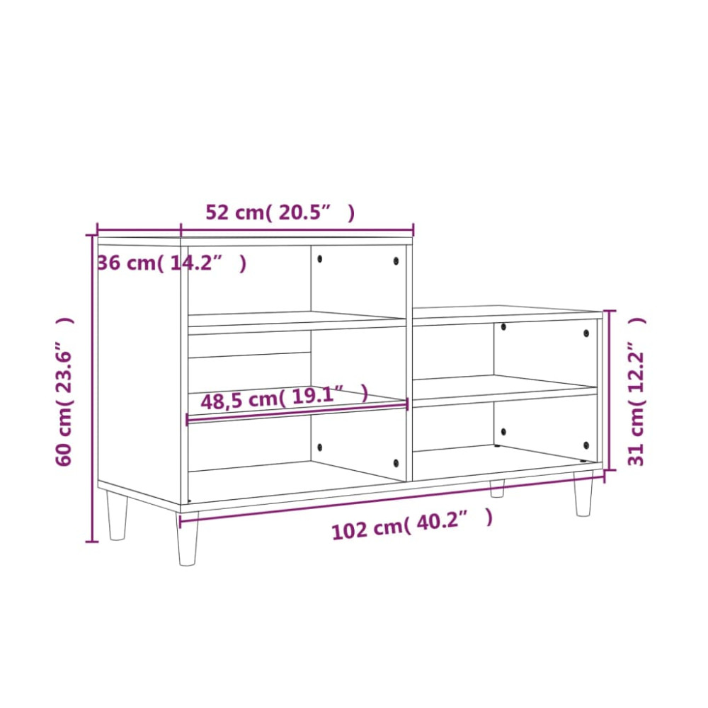 Produktbild för Skoskåp svart 102x36x60 cm konstruerat trä