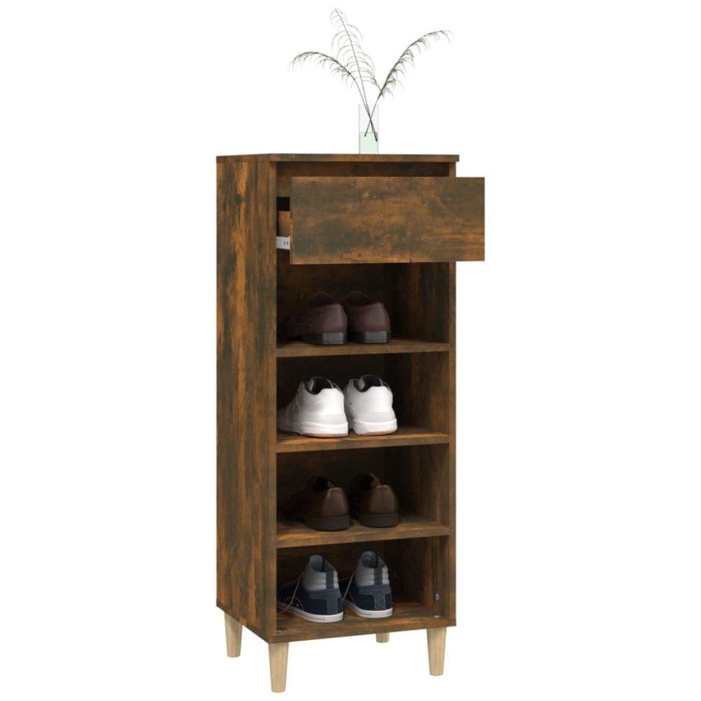 Produktbild för Skoställ rökfärgad ek 40x36x105 cm konstruerat trä