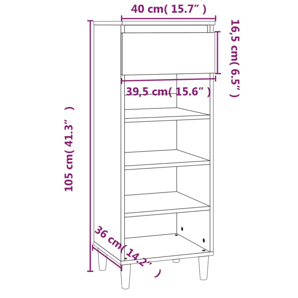 Produktbild för Skoställ rökfärgad ek 40x36x105 cm konstruerat trä