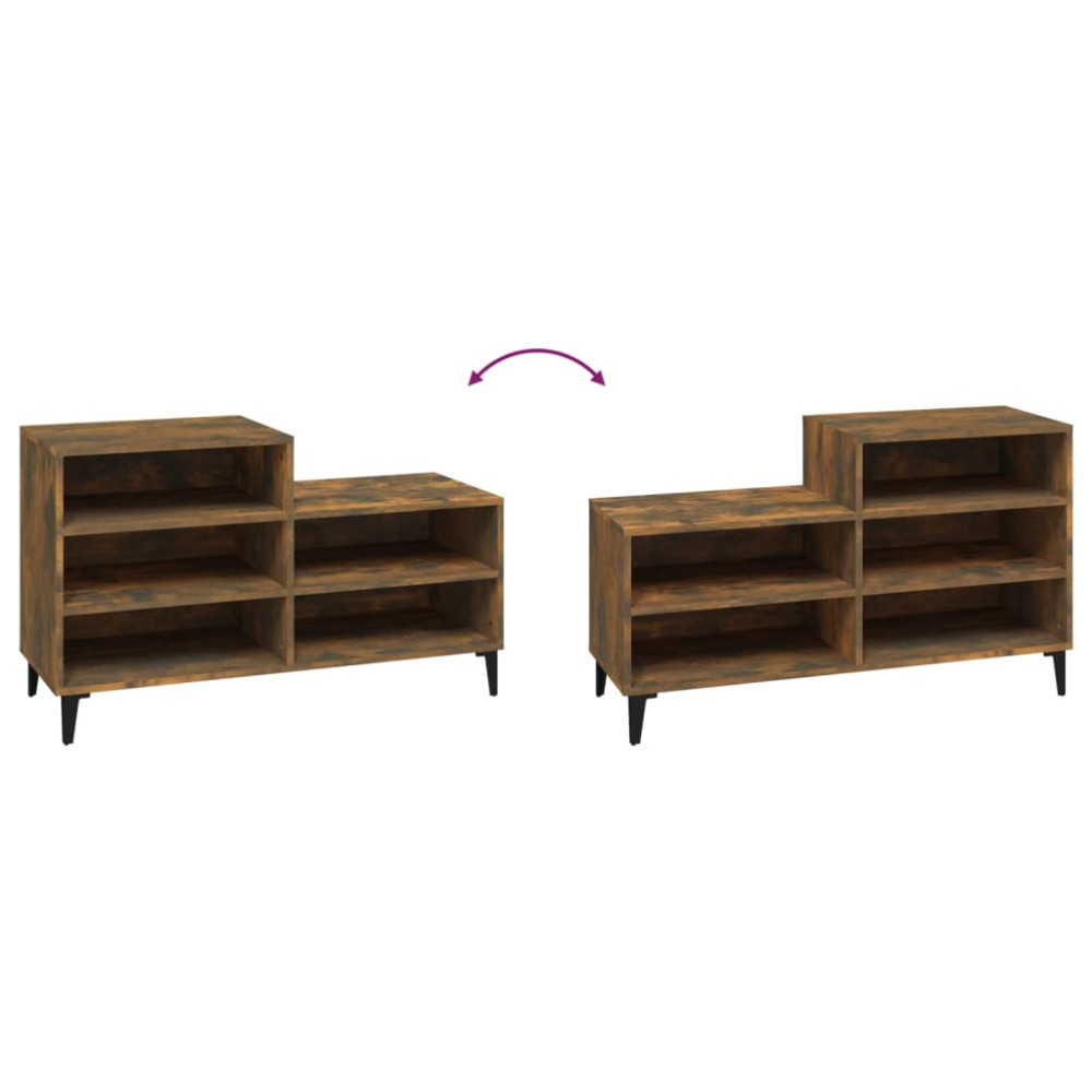 Produktbild för Skoställ rökfärgad ek 102x36x60 cm konstruerat trä