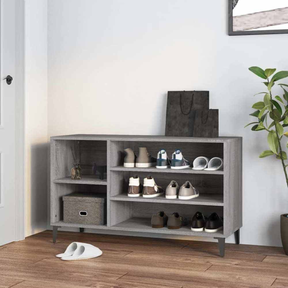 Produktbild för Skoskåp grå sonoma 102x36x60 cm konstruerat trä