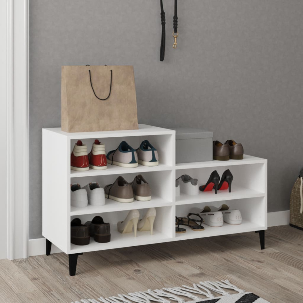 Produktbild för Skoskåp vit 102x36x60 cm konstruerat trä