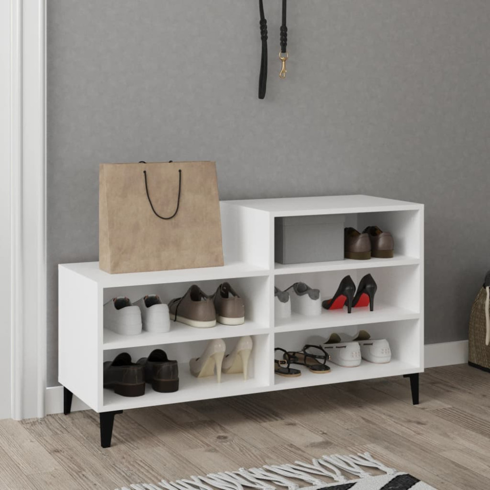 Produktbild för Skoskåp vit 102x36x60 cm konstruerat trä