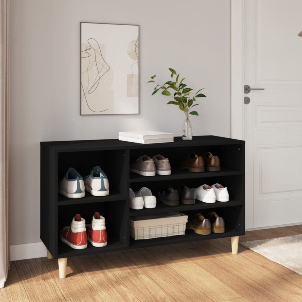 Produktbild för Skoskåp svart 102x36x60 cm konstruerat trä