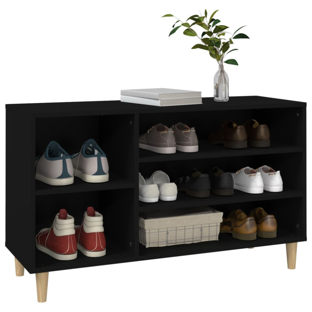 Produktbild för Skoskåp svart 102x36x60 cm konstruerat trä