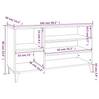 Produktbild för Skoställ rökfärgad ek 102x36x60 cm konstruerat trä