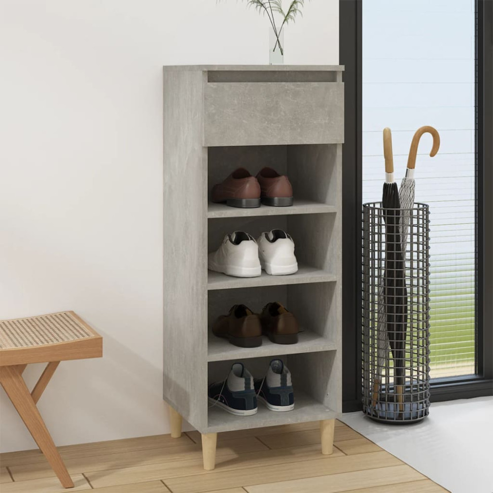 Produktbild för Skoskåp betonggrå 40x36x105 cm konstruerat trä